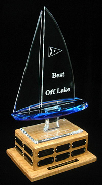Acrylic perpetual sailing trophy, 20 plates + 1 larger plate on base